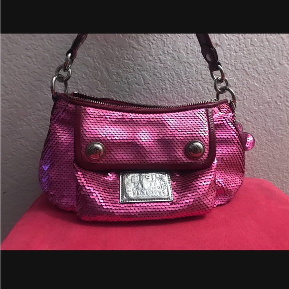 Coach Pink Sequin Shoulder Bag - Picture 1 of 3